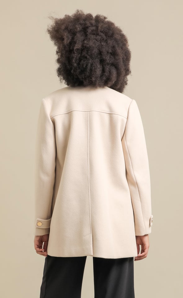 Button Detail Coat Natural