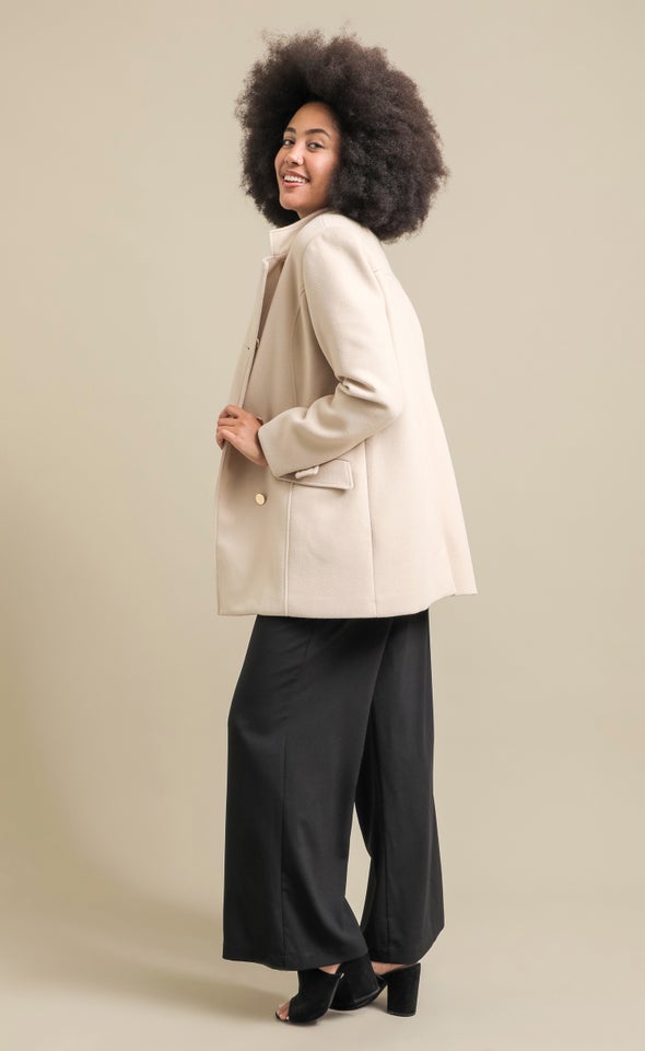 Button Detail Coat Natural