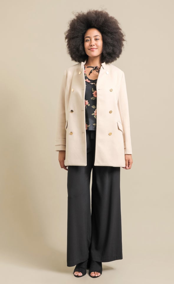 Button Detail Coat Natural