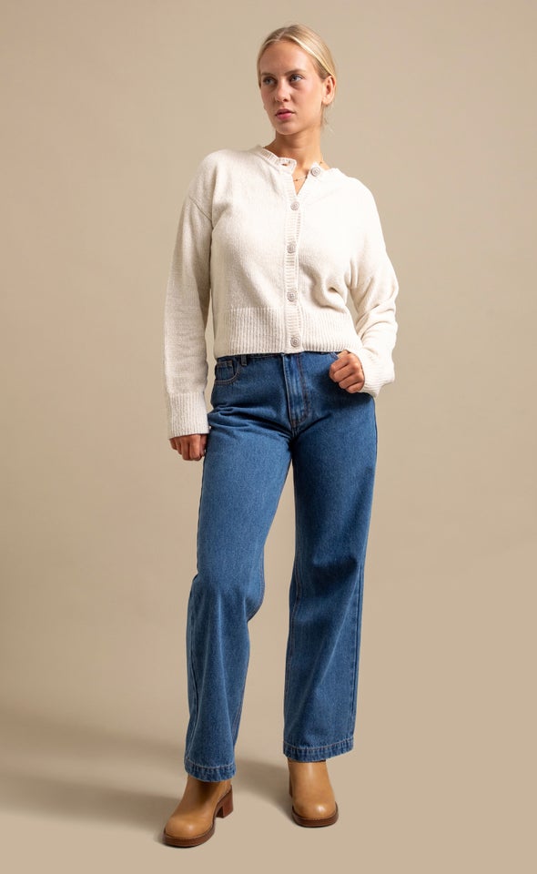 Button Front Cardi Natural