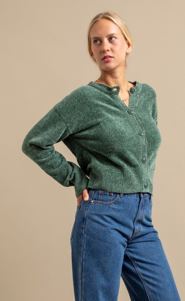 Button Front Cardi Olive