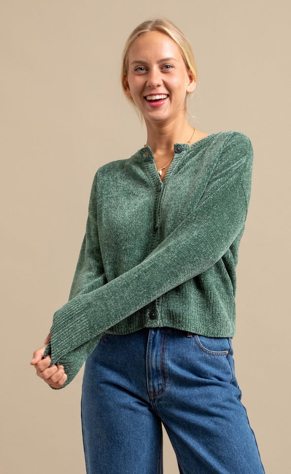 Button Front Cardi Olive