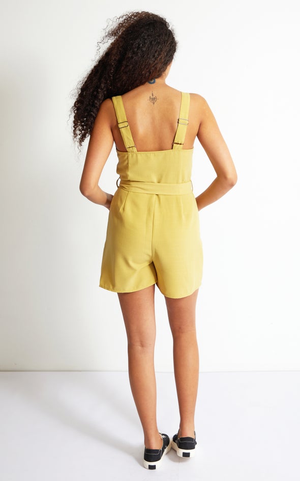 Button Front Playsuit Lime