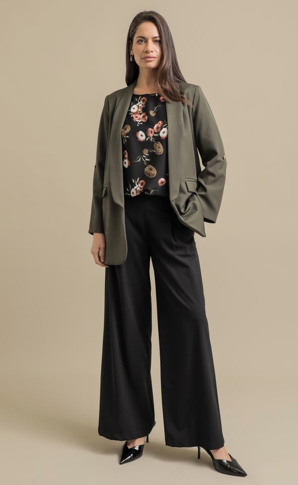 Button Sleeve Longline Blazer Olive