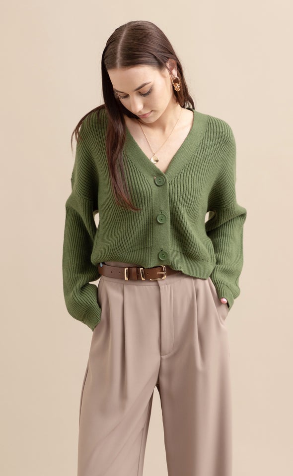Button Up Cardi Olive
