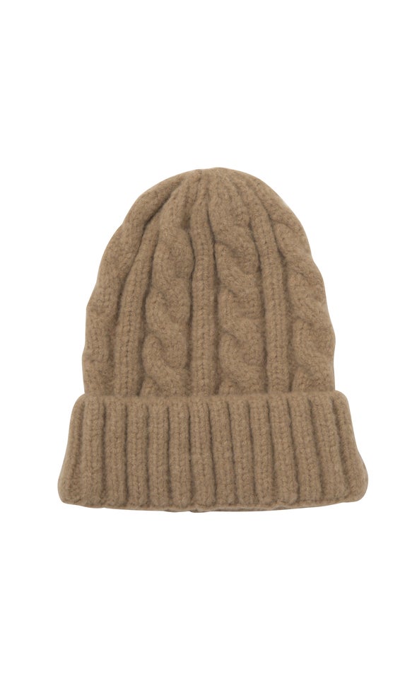 Cable Knit Beanie Camel