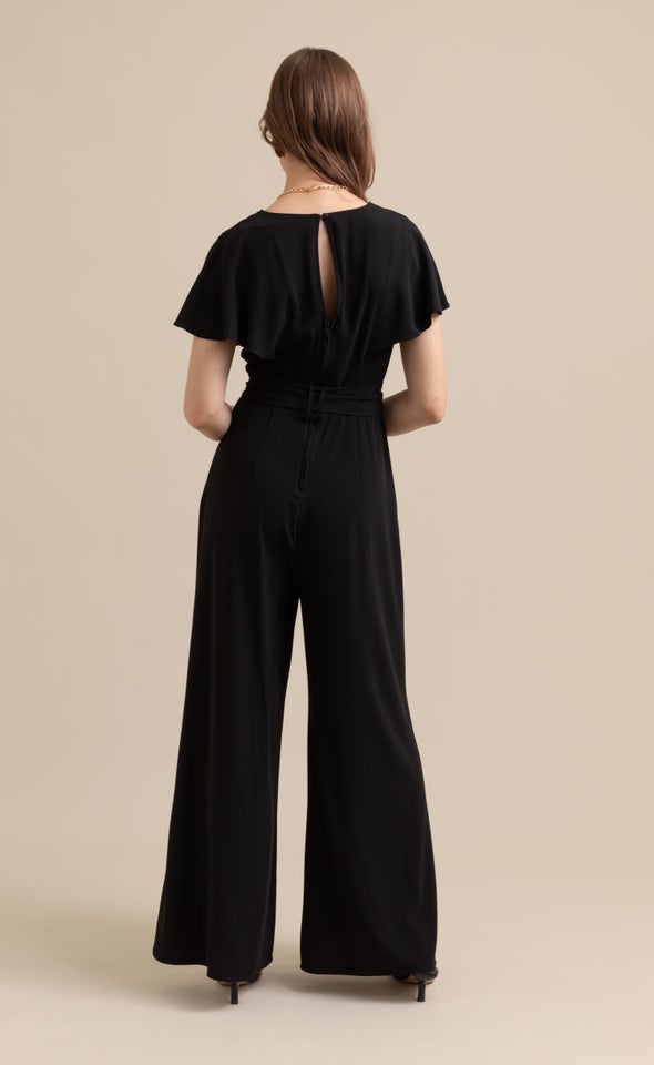 Cape Sleeve Jumpsuit Black