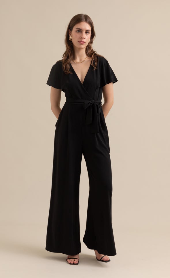 Cape Sleeve Jumpsuit Black