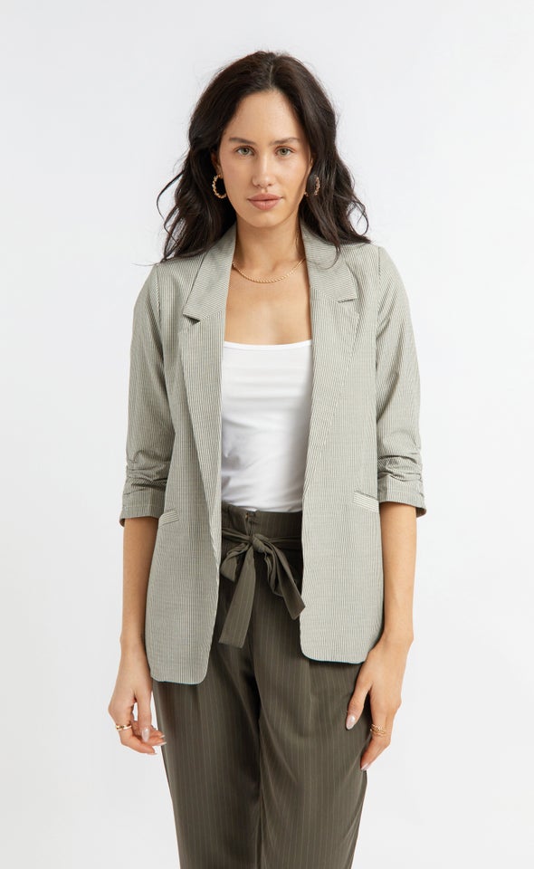 Casual Striped Blazer Blk/white