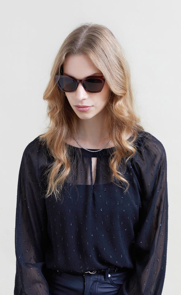 Cateye Chain Detail Sunglasses Brown
