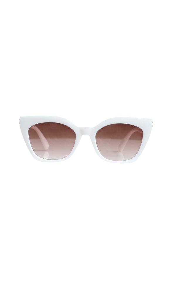 Cateye Chain Detail Sunglasses Cream