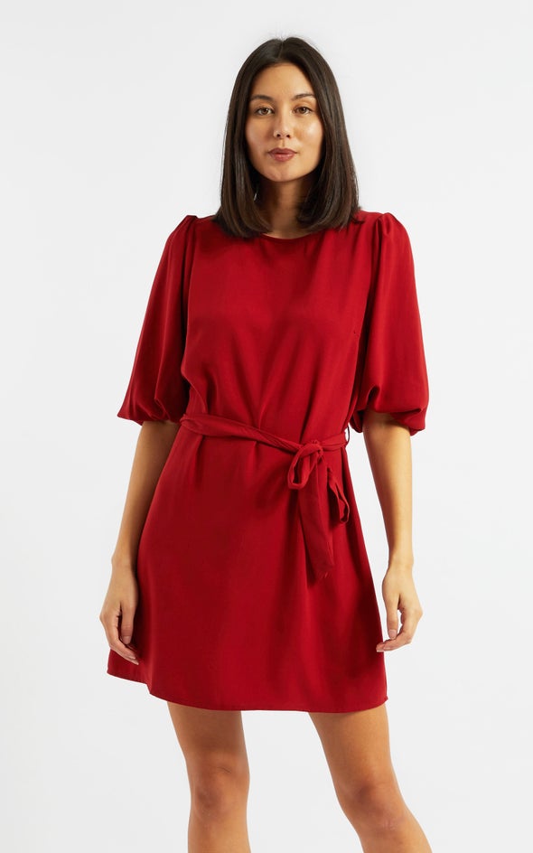 CDC 3/4 Sleeve Loose Fit Dress Red Wine