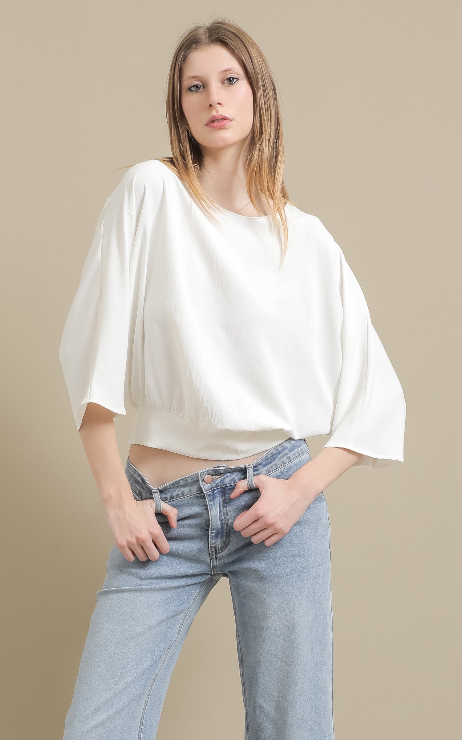 トップス PEACE NOW batwing shirt cdc-batwing-top-cream-front-
