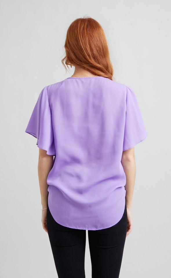 CDC Cross Front Flutter Top Purple