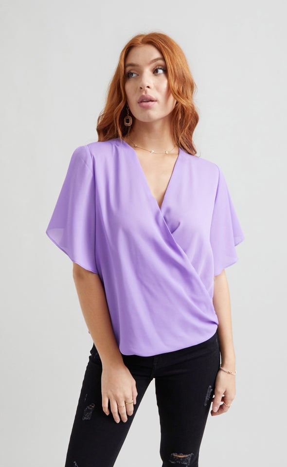 CDC Cross Front Flutter Top Purple