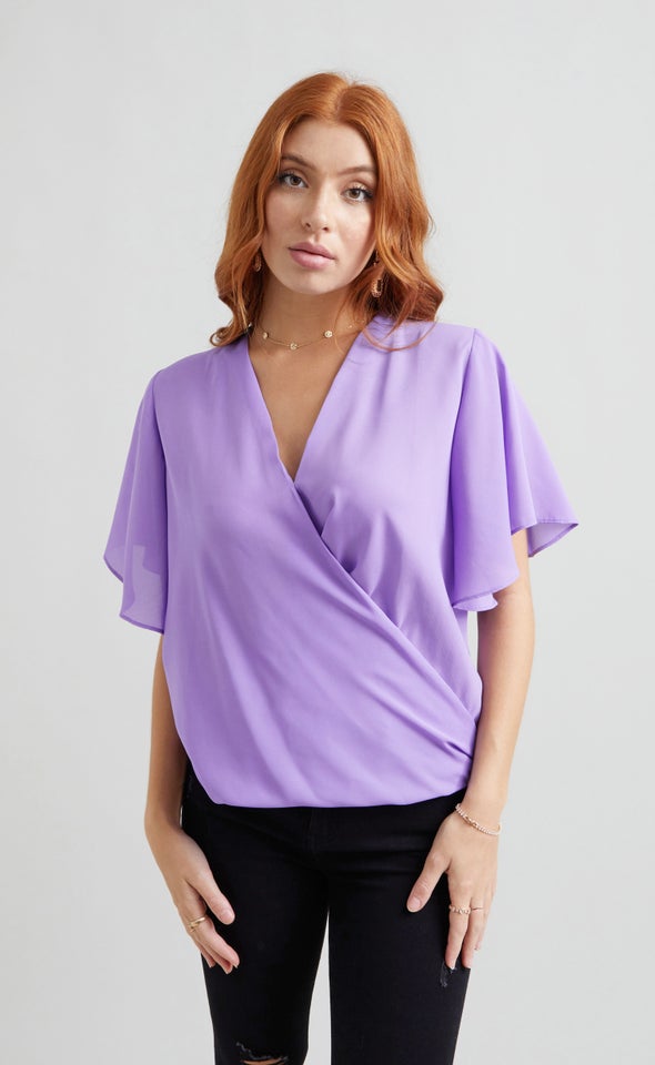 CDC Cross Front Flutter Top Purple