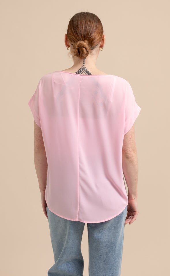 CDC Cuff Detail Tee Baby Pink