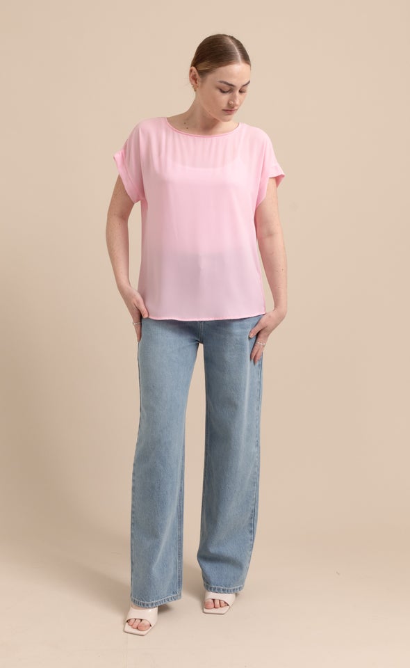 CDC Cuff Detail Tee Baby Pink