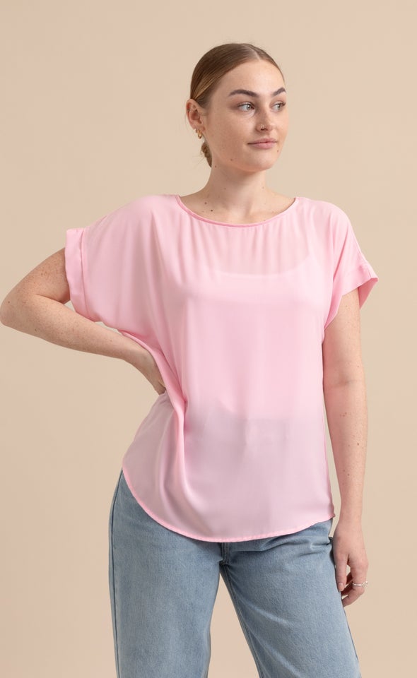 CDC Cuff Detail Tee Baby Pink