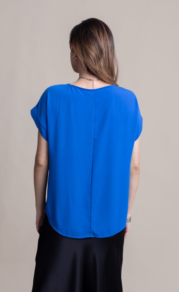 CDC Cuff Detail Tee Cobalt Blue