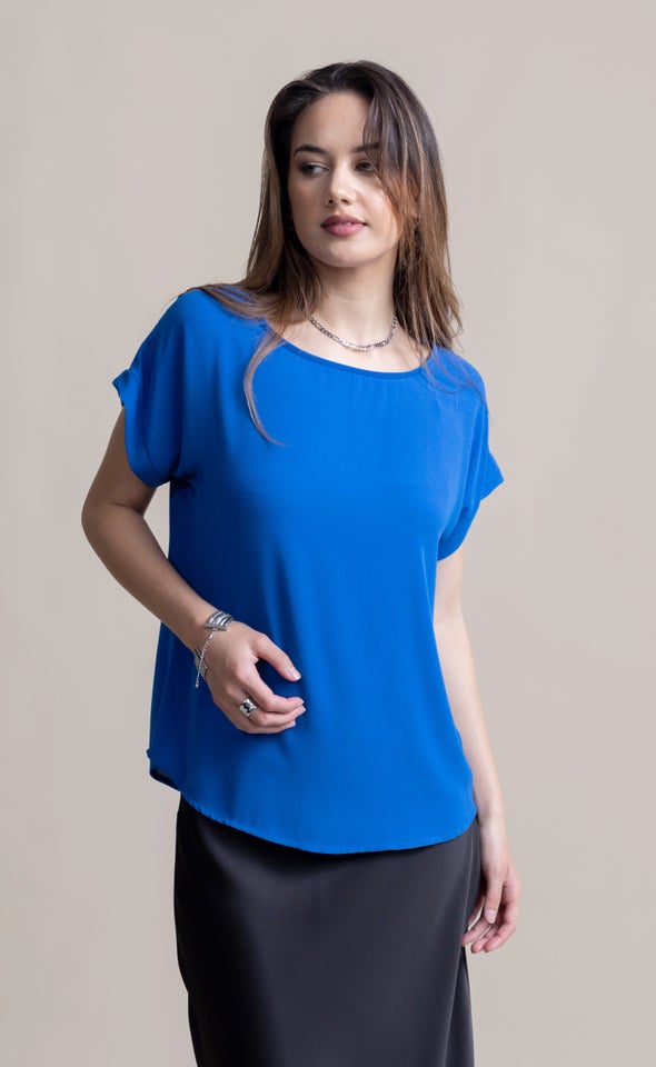 CDC Cuff Detail Tee Cobalt Blue