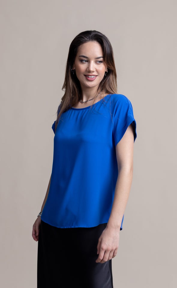 CDC Cuff Detail Tee Cobalt Blue
