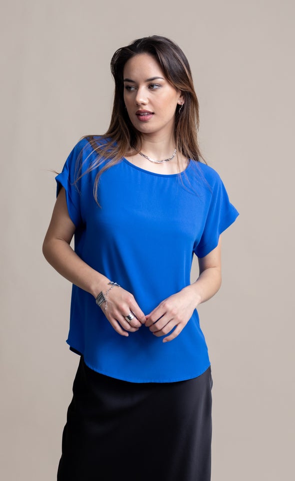 CDC Cuff Detail Tee Cobalt Blue