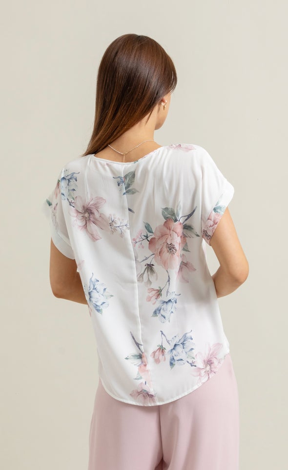 CDC Cuff Detail Tee Cream/floral