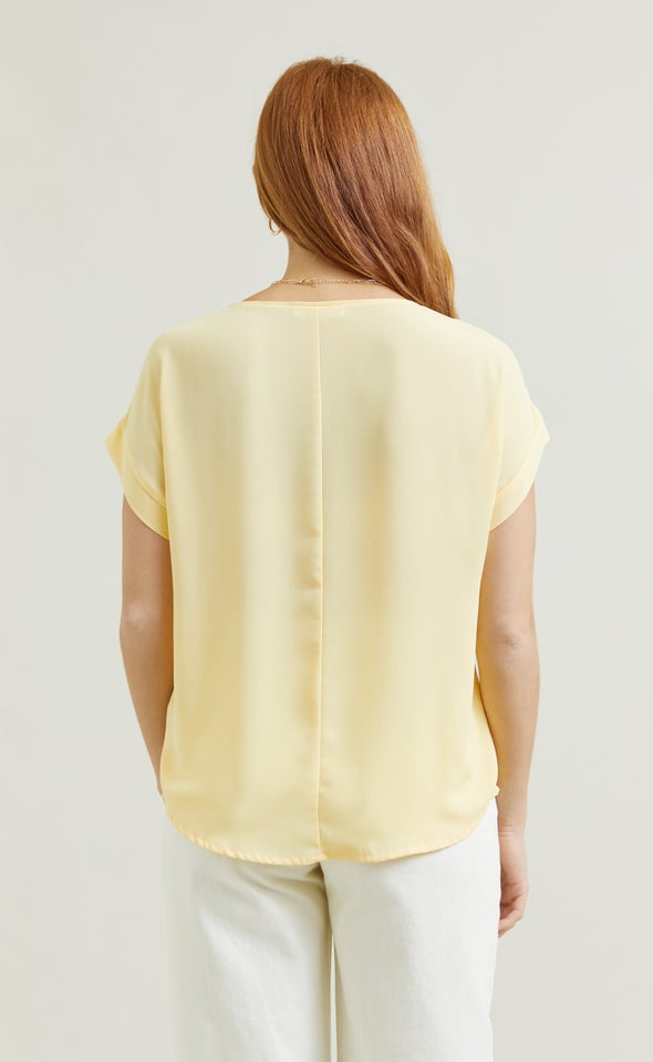 CDC Cuff Detail Tee Lemon
