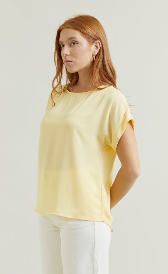 CDC Cuff Detail Tee Lemon