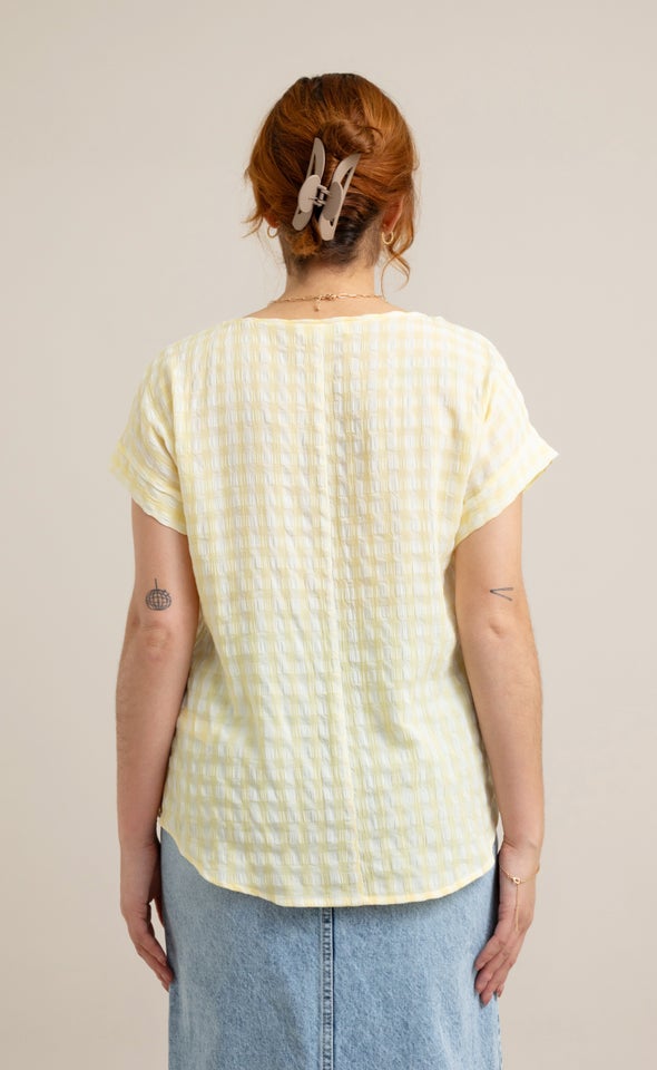 CDC Cuff Detail Tee Yellow/cream