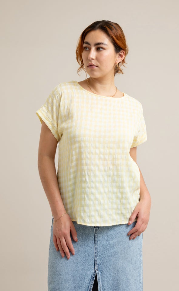 CDC Cuff Detail Tee Yellow/cream