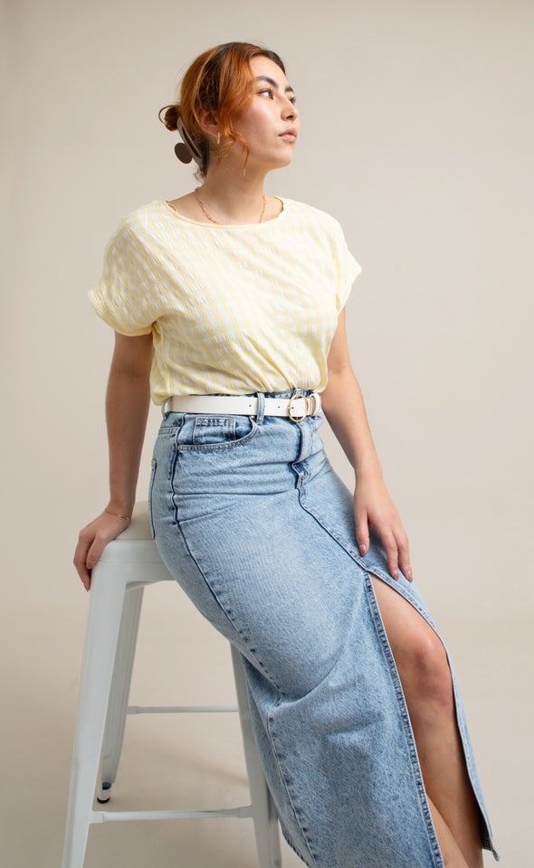 CDC Cuff Detail Tee Yellow/cream