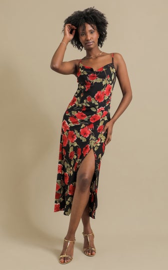 CDC Floral Bias Pleat Detail Maxi