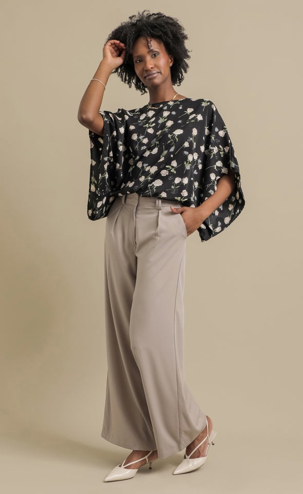 CDC Floral Kaftan Top Black/floral