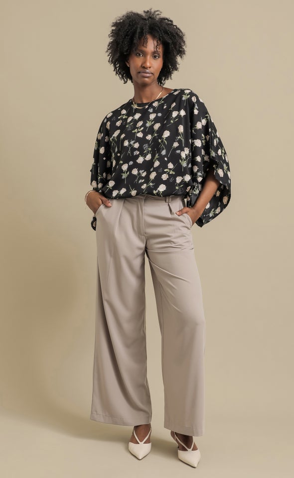 CDC Floral Kaftan Top Black/floral