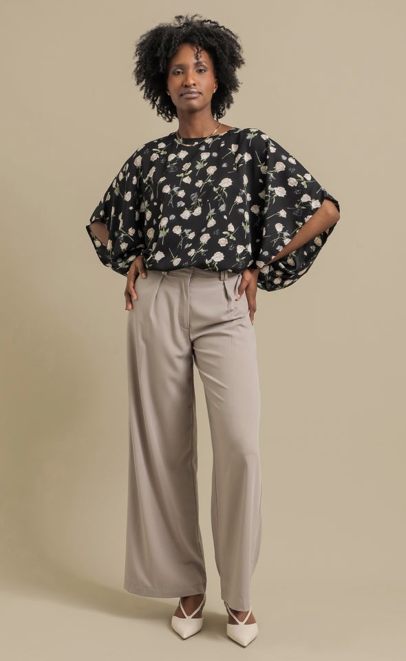CDC Floral Kaftan Top Black/floral