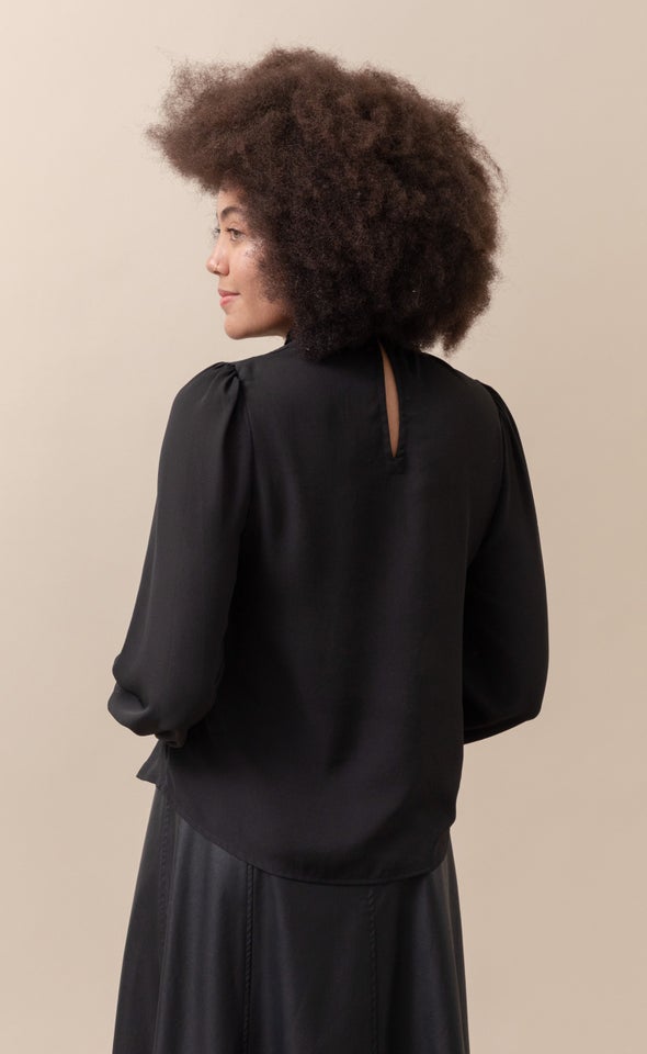 CDC High Neck LS Blouse Black