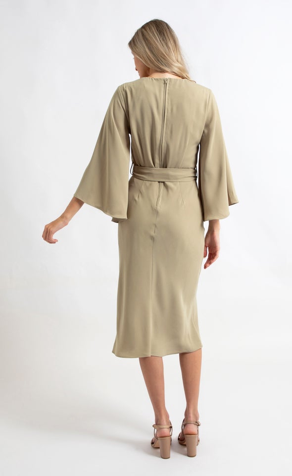 CDC Kimono Tie Wrap Dress Sage