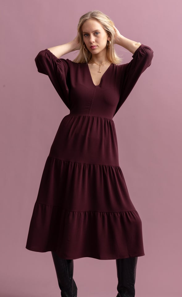 CDC Panelled Midi Dress Aubergine
