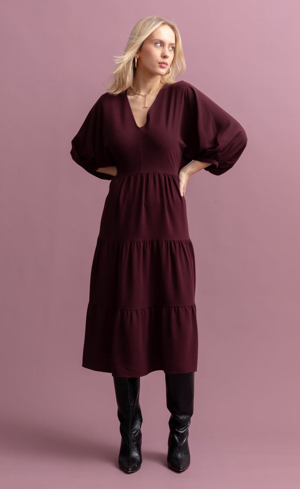 CDC Panelled Midi Dress Aubergine