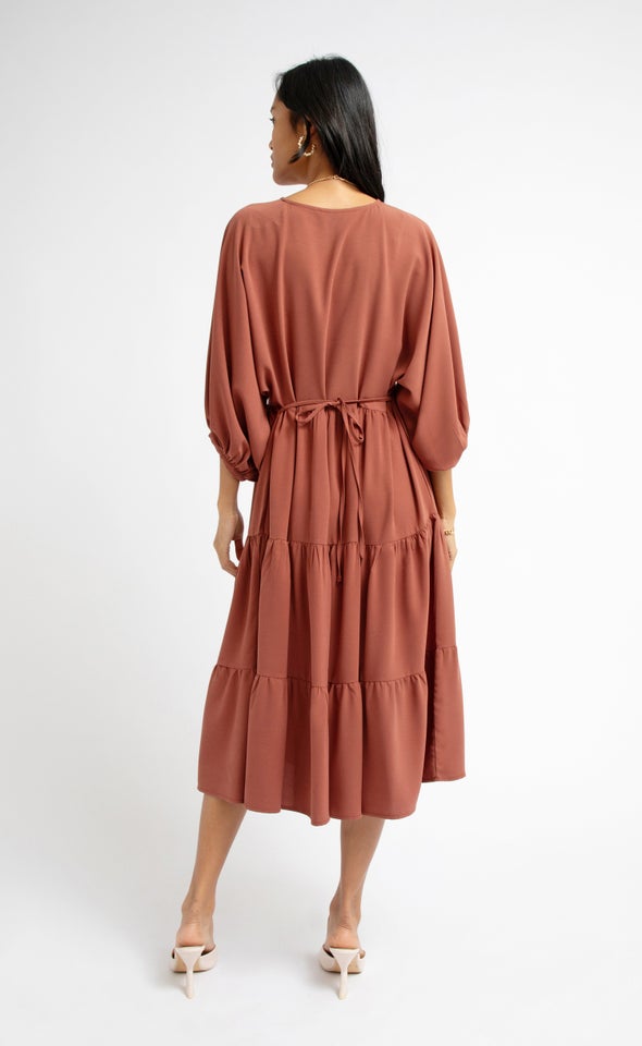 CDC Panelled Midi Dress Dark Rose