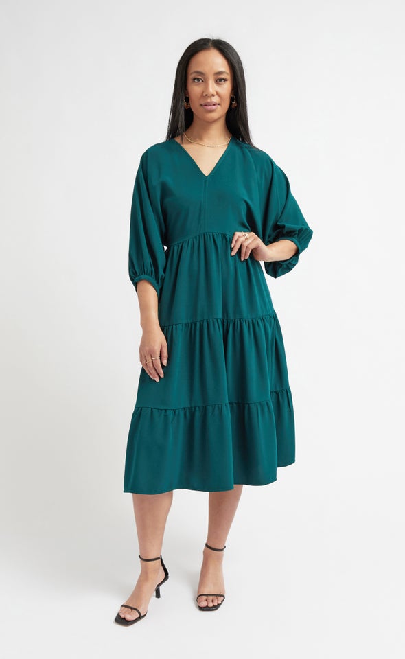 CDC Panelled Midi Dress Emerald