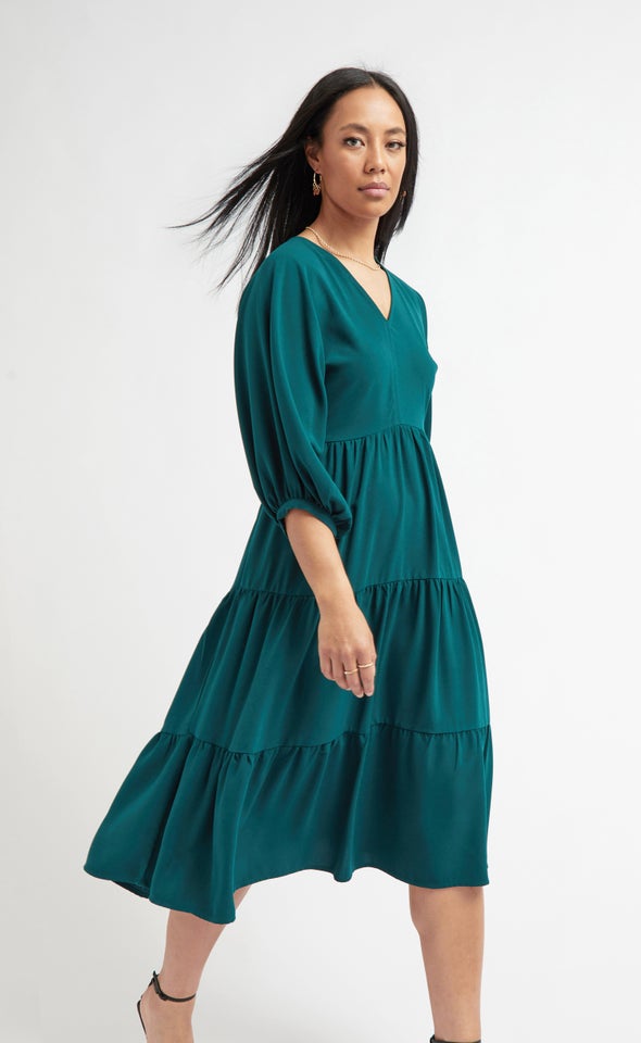 CDC Panelled Midi Dress Emerald