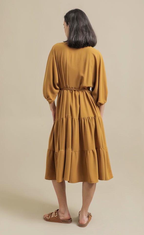 CDC Panelled Midi Dress Mustard