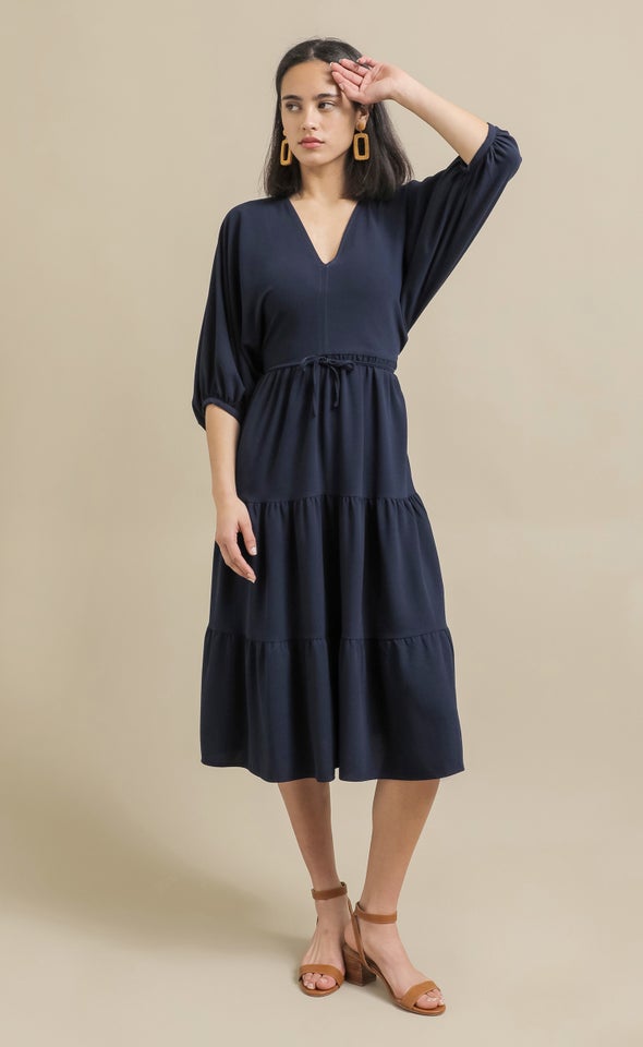 CDC Panelled Midi Dress Navy
