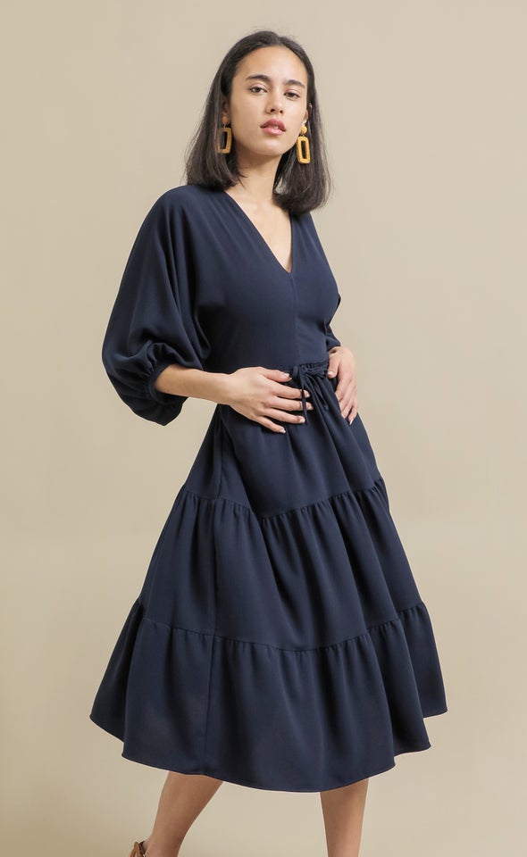 CDC Panelled Midi Dress Navy
