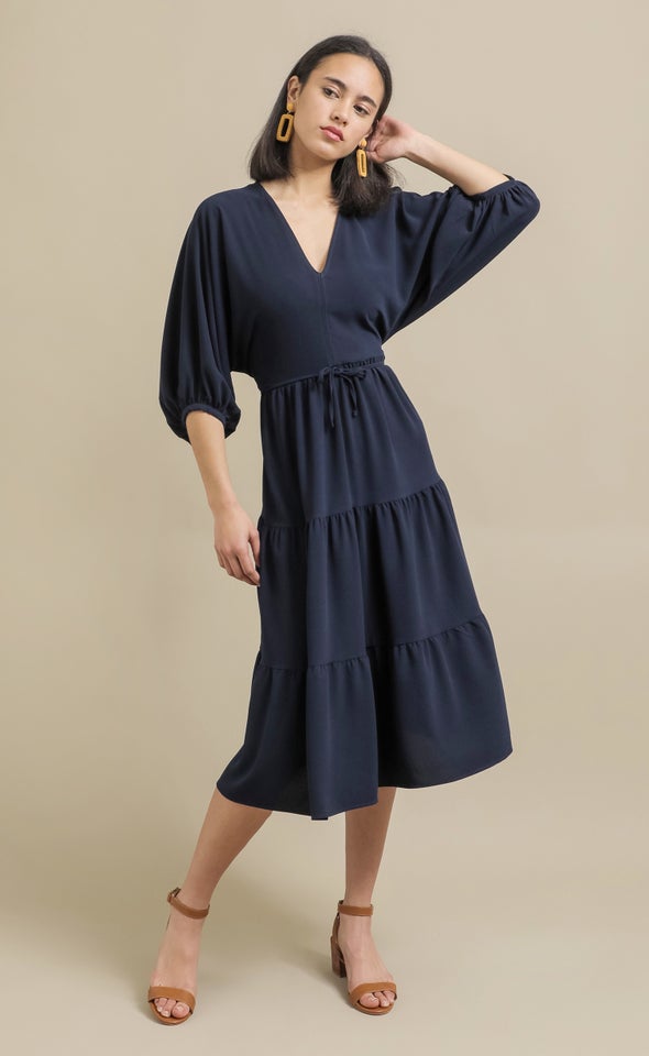 CDC Panelled Midi Dress Navy