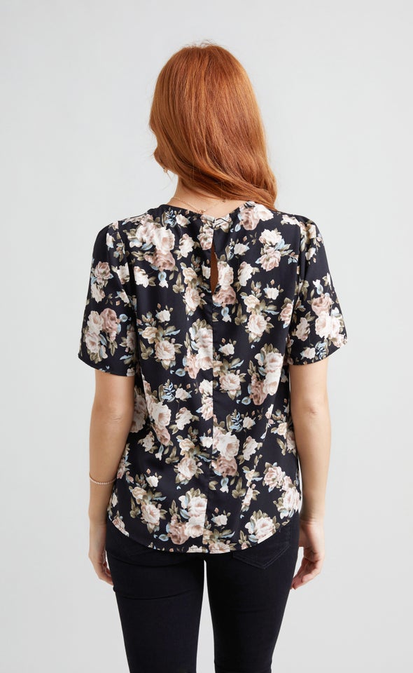 CDC Pleat Detail T-Shirt Black/floral