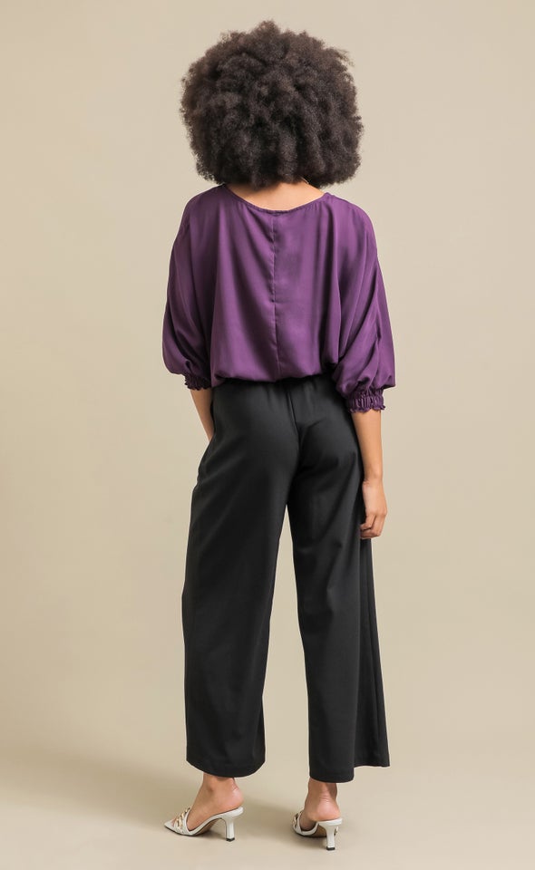CDC Pleated Wide Leg Pants Black